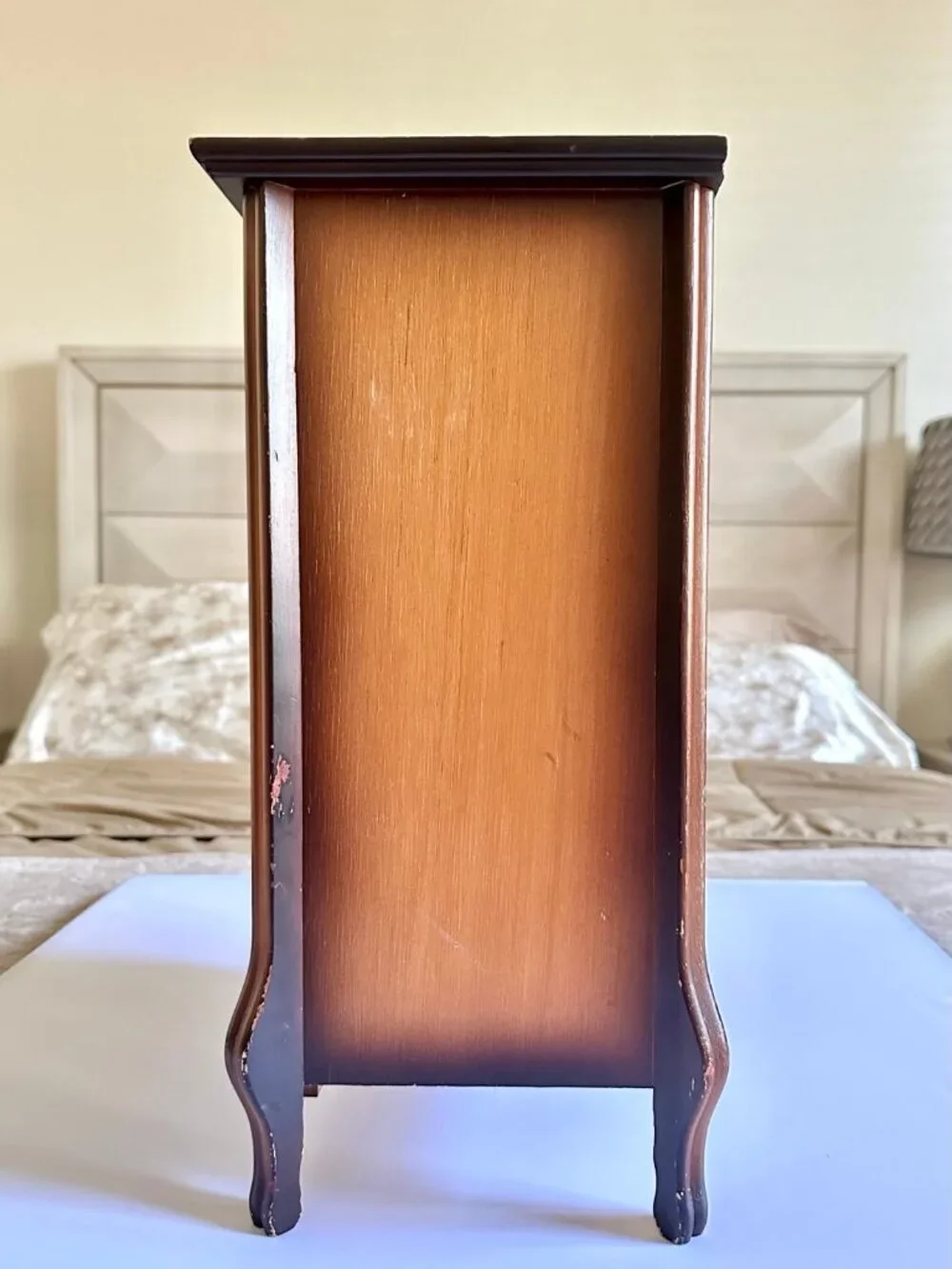 Vintage Solid Wood Sankyo-Japan Musical Jewelry Box Armoire With Drawers